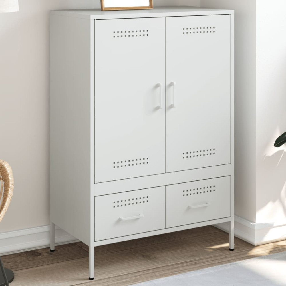 Produktbild för Högskåp vit 68x39x101,5 cm stål