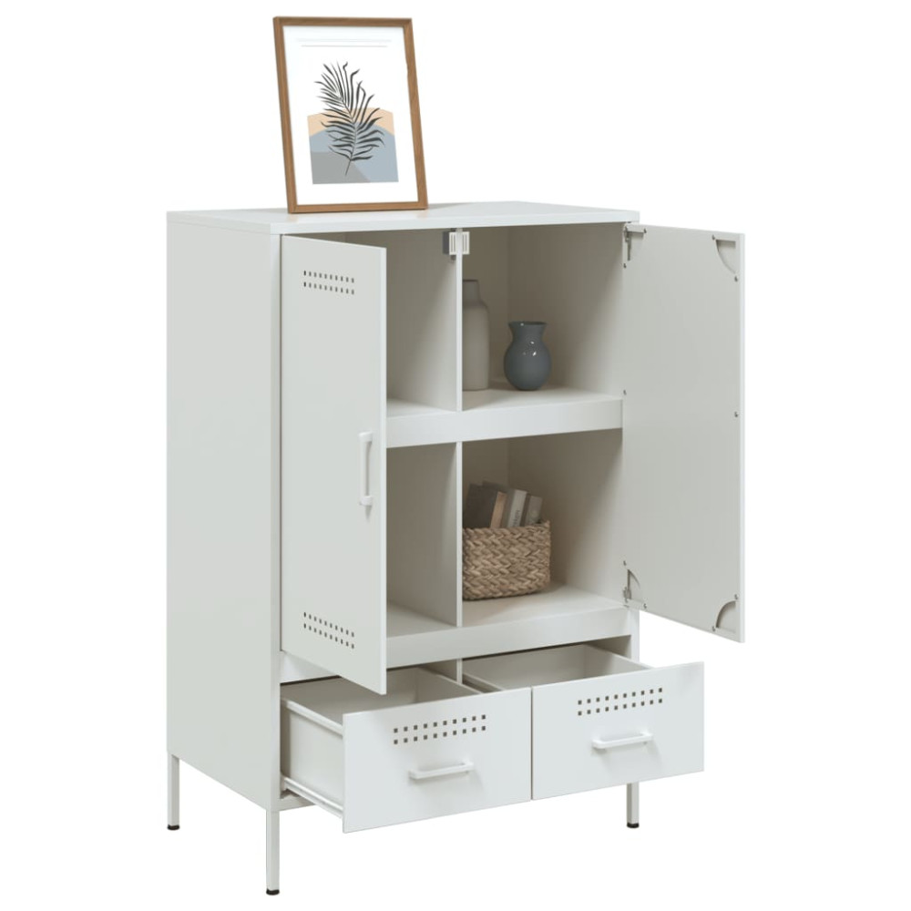 Produktbild för Högskåp vit 68x39x101,5 cm stål