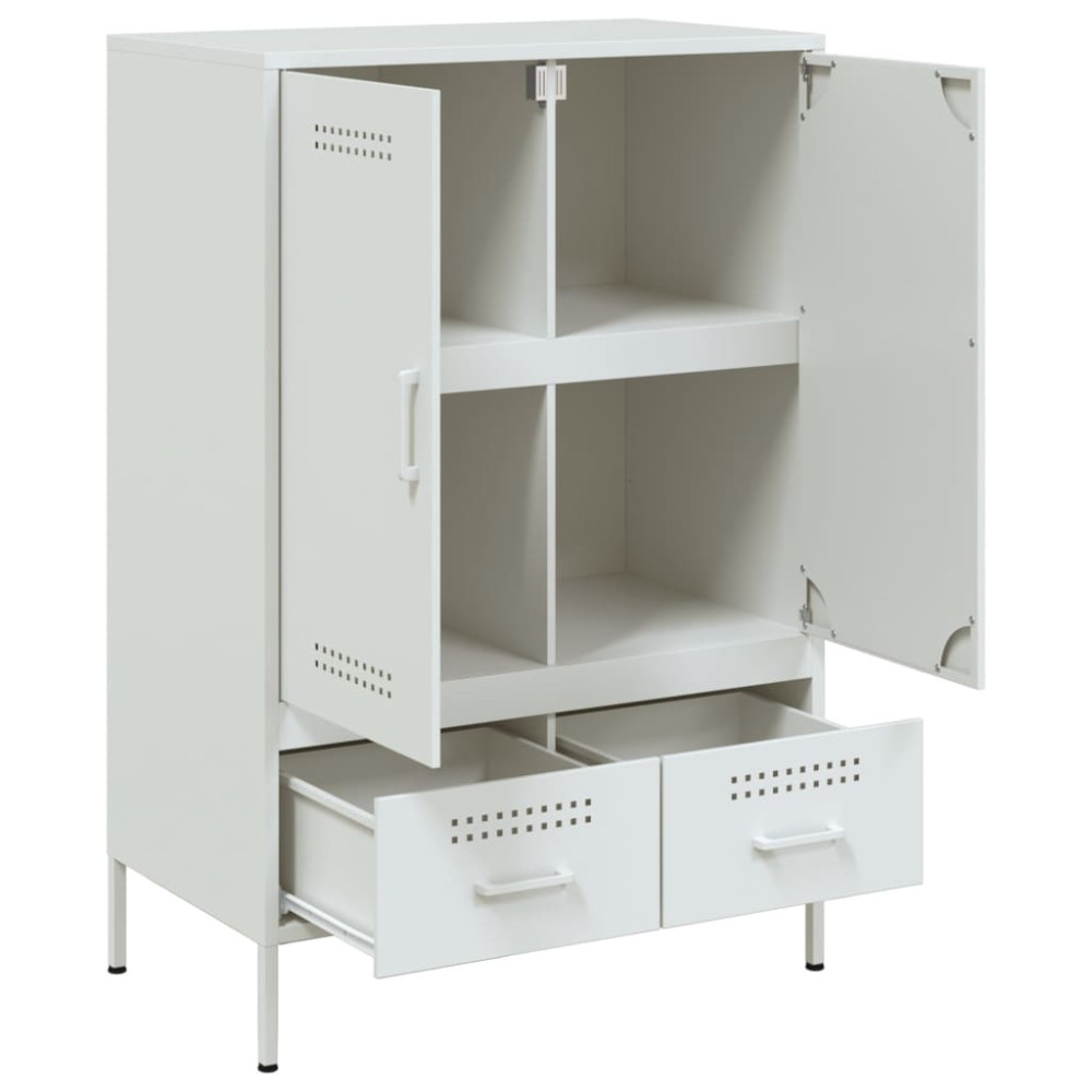 Produktbild för Högskåp vit 68x39x101,5 cm stål