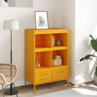 Produktbild för Högskåp senapsgul 68x39x101,5 cm stål