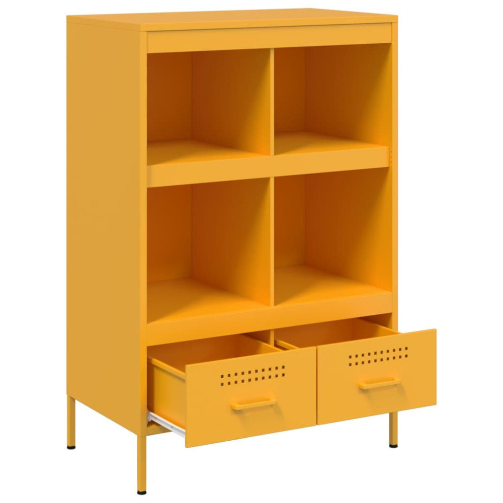 Produktbild för Högskåp senapsgul 68x39x101,5 cm stål