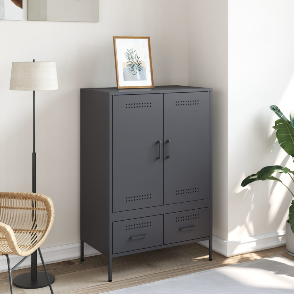 Produktbild för Högskåp antracit 68x39x101,5 cm stål