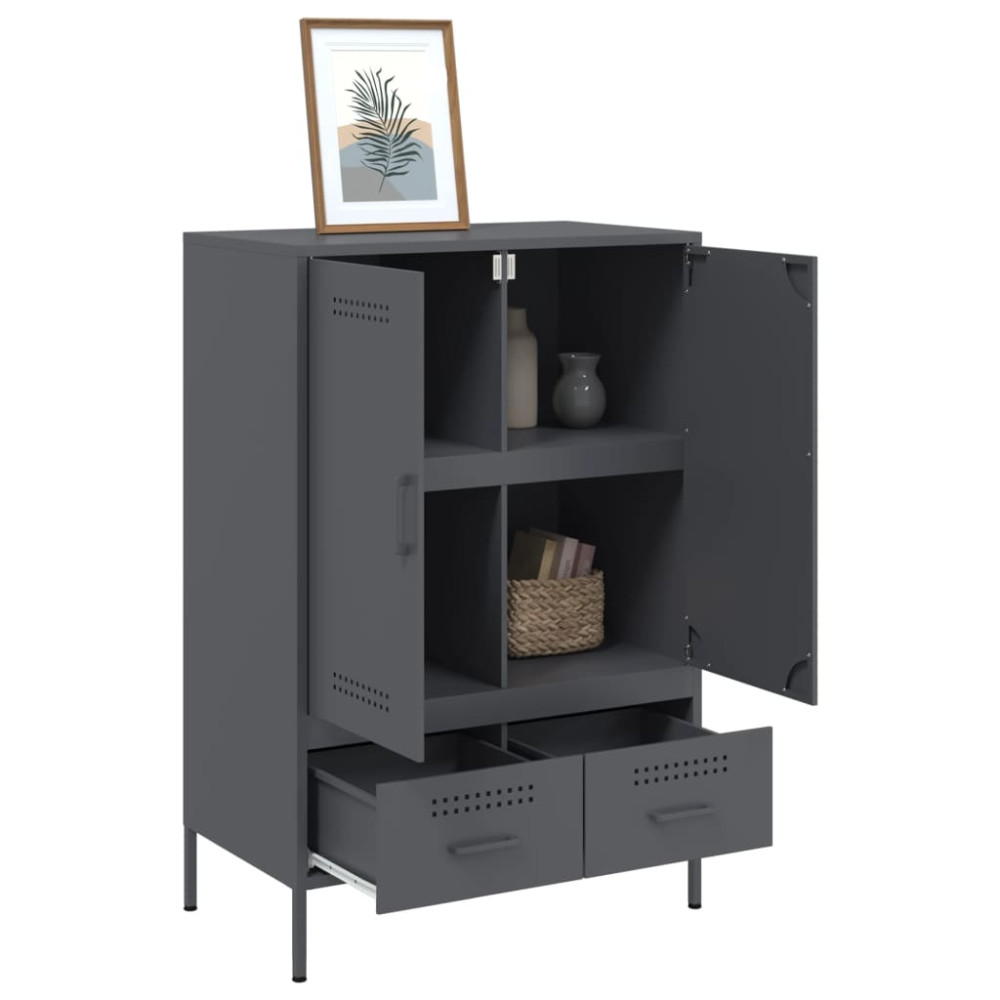 Produktbild för Högskåp antracit 68x39x101,5 cm stål