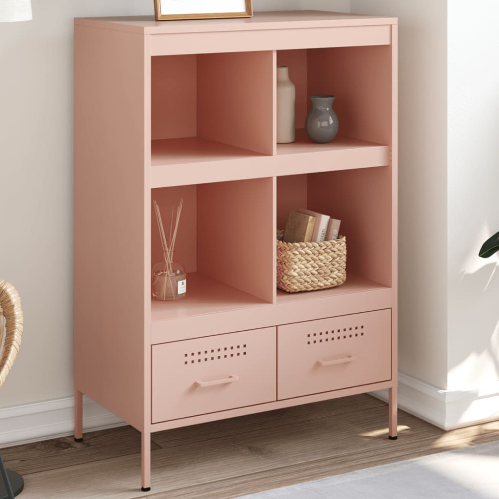 Produktbild för Högskåp rosa 68x39x101,5 cm stål