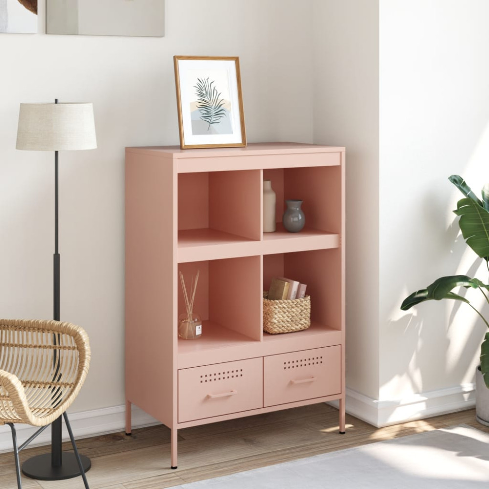 Produktbild för Högskåp rosa 68x39x101,5 cm stål