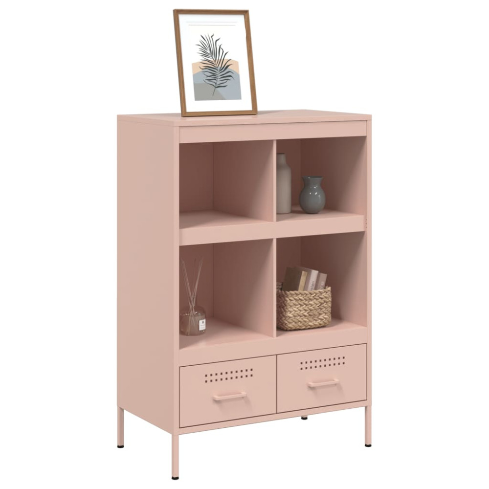 Produktbild för Högskåp rosa 68x39x101,5 cm stål