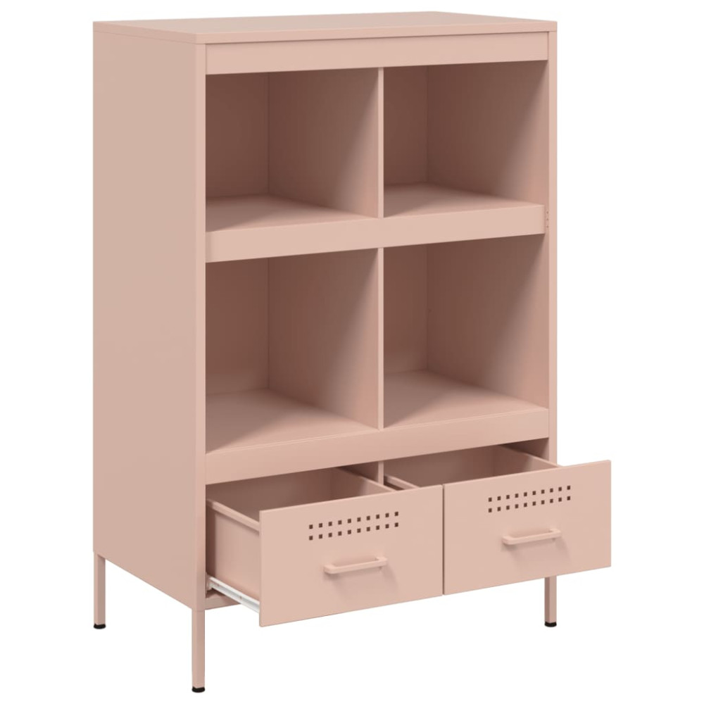 Produktbild för Högskåp rosa 68x39x101,5 cm stål