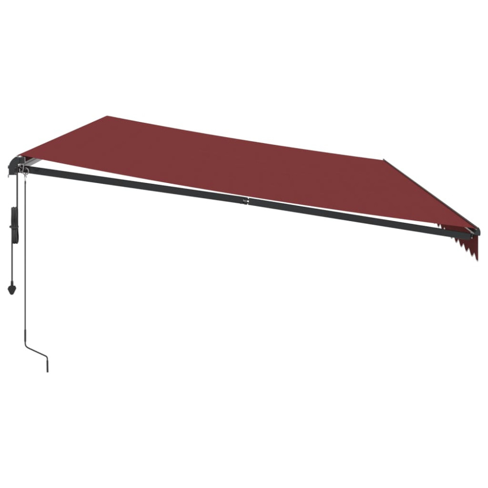 Produktbild för Markis automatiskt infällbar med LEDs vinröd 600x350 cm