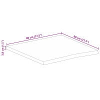 Produktbild för Bordsskiva 80x80x3,8 cm levande kant massivt mangoträ