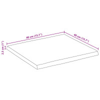 Produktbild för Bordsskiva 40x40x2,5 cm levande kant massivt grovt mangoträ