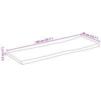 Produktbild för Bordsskiva 140x40x2,5 cm levande kant massivt grovt mangoträ