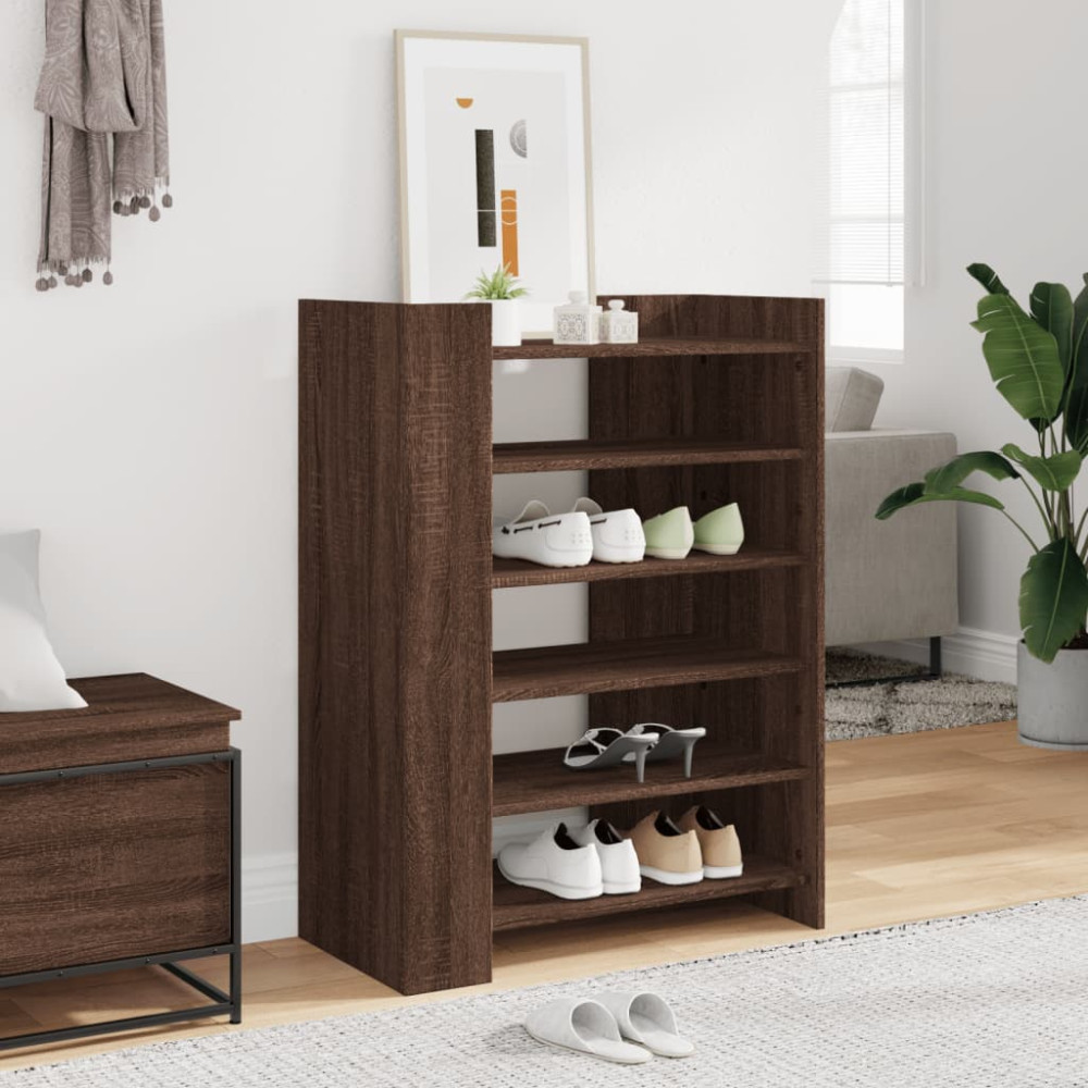 Produktbild för Skoställ brun ek 74,5x37,5x100 cm konstruerat trä
