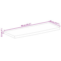 Produktbild för Bordsskiva 90x40x2,5 cm levande kant massivt mangoträ