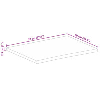 Produktbild för Bordsskiva 70x60x2,5 cm levande kant massivt mangoträ