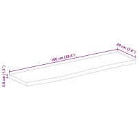 Produktbild för Bordsskiva 100x20x3,8 cm levande kant massivt mangoträ