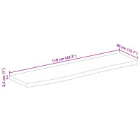 Produktbild för Bordsskiva 110x40x2,5 cm levande kant massivt mangoträ