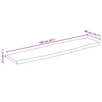 Produktbild för Bordsskiva 160x40x2,5 cm levande kant massivt grovt mangoträ