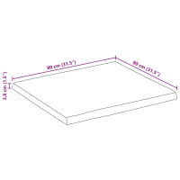 Produktbild för Bordsskiva 80x80x3,8 cm levande kant massivt grovt mangoträ