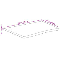 Produktbild för Bordsskiva 90x60x3,8 cm levande kant massivt grovt mangoträ