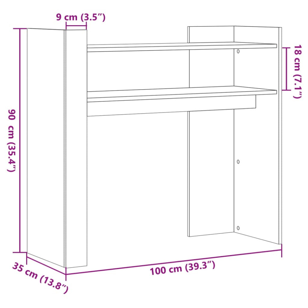 Produktbild för Avlastningsbord vit 100x35x90 cm konstruerat trä