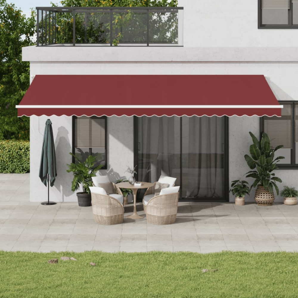 Produktbild för Markis automatiskt infällbar vinröd 600x350 cm