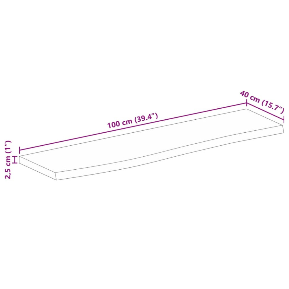 Produktbild för Bordsskiva 100x40x2,5 cm levande kant massivt mangoträ