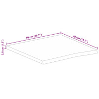 Produktbild för Bordsskiva 40x40x3,8 cm levande kant massivt mangoträ