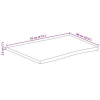 Produktbild för Bordsskiva 70x60x2,5 cm levande kant massivt grovt mangoträ