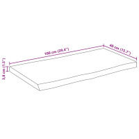 Produktbild för Bordsskiva 100x40x3,8 cm levande kant massivt grovt mangoträ