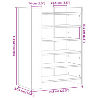 Produktbild för Skoskåp vit 74,5x37,5x100 cm konstruerat trä