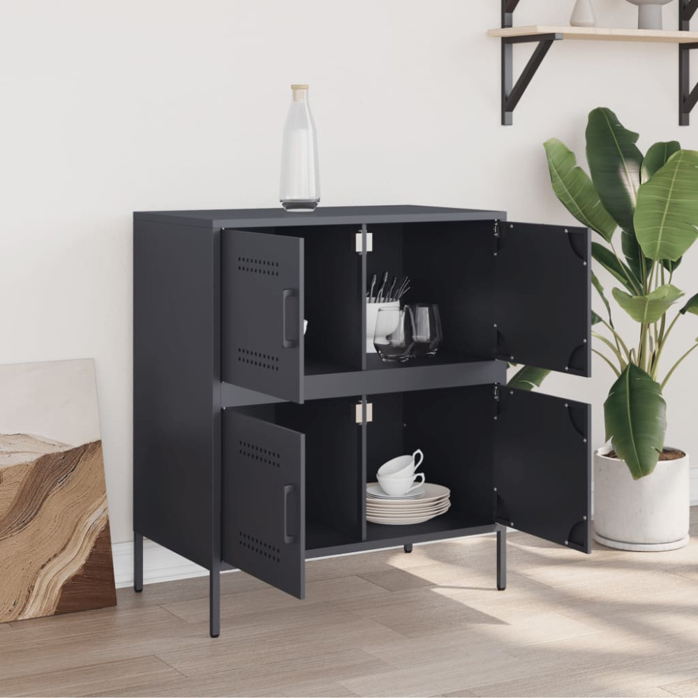 Produktbild för Skänk antracit 68x39x79 cm stål