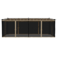 Produktbild för Paviljong med nätväggar taupe 6x3 m stål