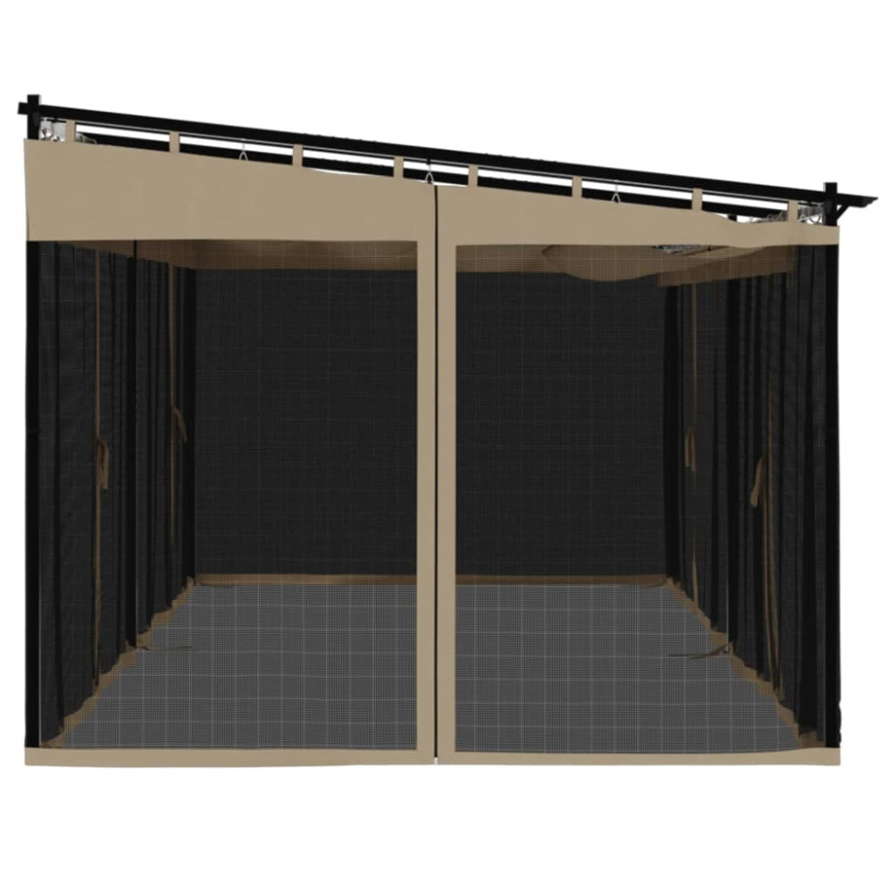 Produktbild för Paviljong med nätväggar taupe 6x3 m stål