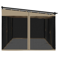 Produktbild för Paviljong med nätväggar taupe 6x3 m stål