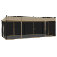 Produktbild för Paviljong med nätväggar taupe 6x3 m stål