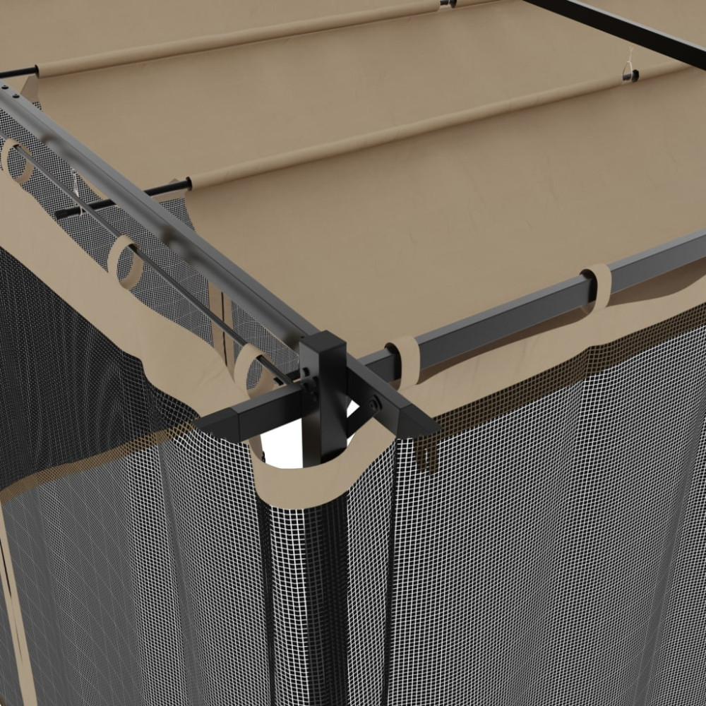 Produktbild för Paviljong med nätväggar taupe 6x3 m stål