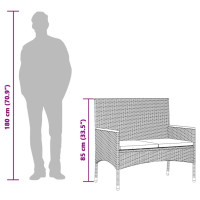 Produktbild för Trädgårdsbänk 2-sits med dynor och bord svart konstrotting