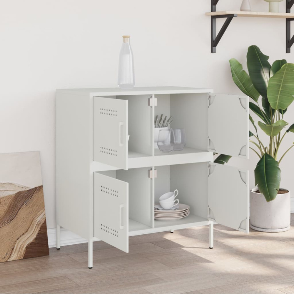 Produktbild för Skänk vit 68x39x79 cm stål