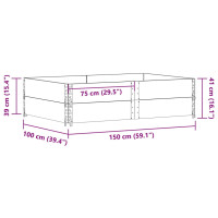 Produktbild för Odlingslåda svart 150x100 cm massiv furu