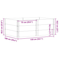 Produktbild för Odlingslåda svart 150x100 cm massiv furu