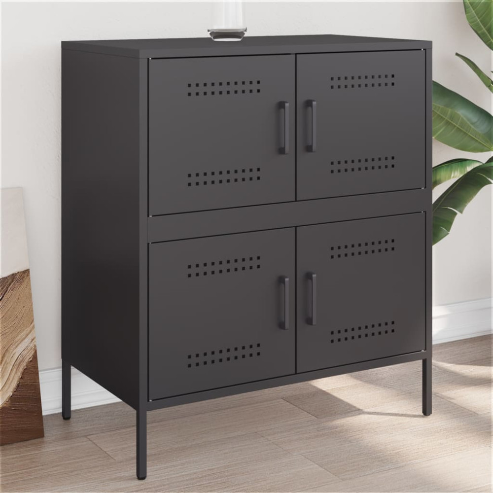 Produktbild för Skänk svart 68x39x79 cm stål