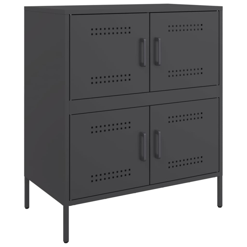 Produktbild för Skänk svart 68x39x79 cm stål