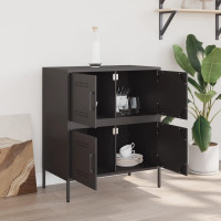 Produktbild för Skänk svart 68x39x79 cm stål