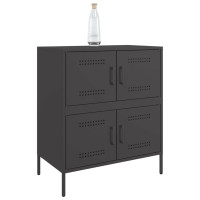 Produktbild för Skänk svart 68x39x79 cm stål