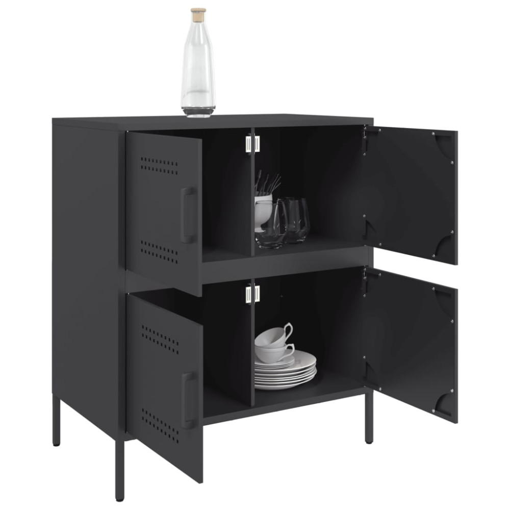 Produktbild för Skänk svart 68x39x79 cm stål