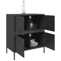 Produktbild för Skänk svart 68x39x79 cm stål