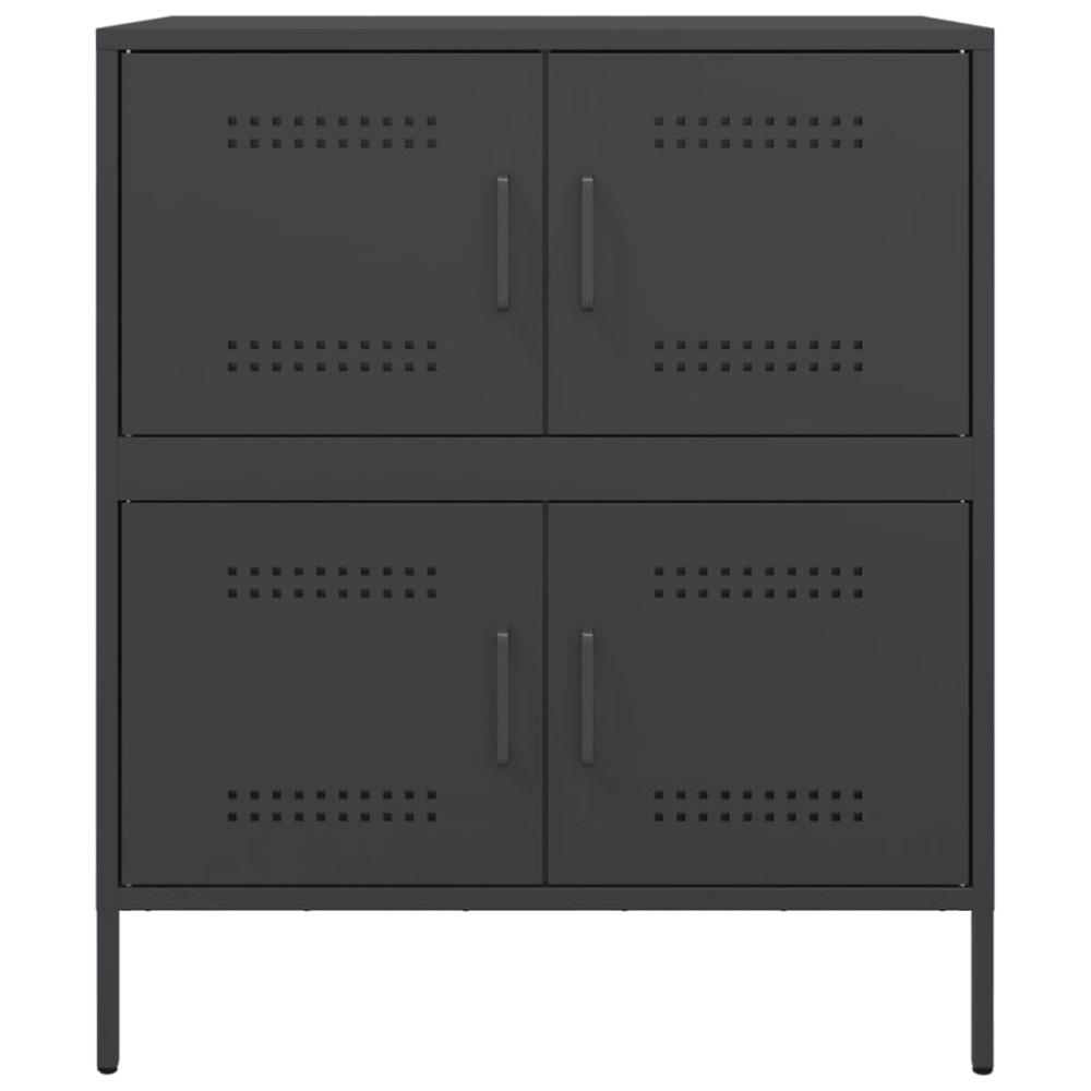 Produktbild för Skänk svart 68x39x79 cm stål