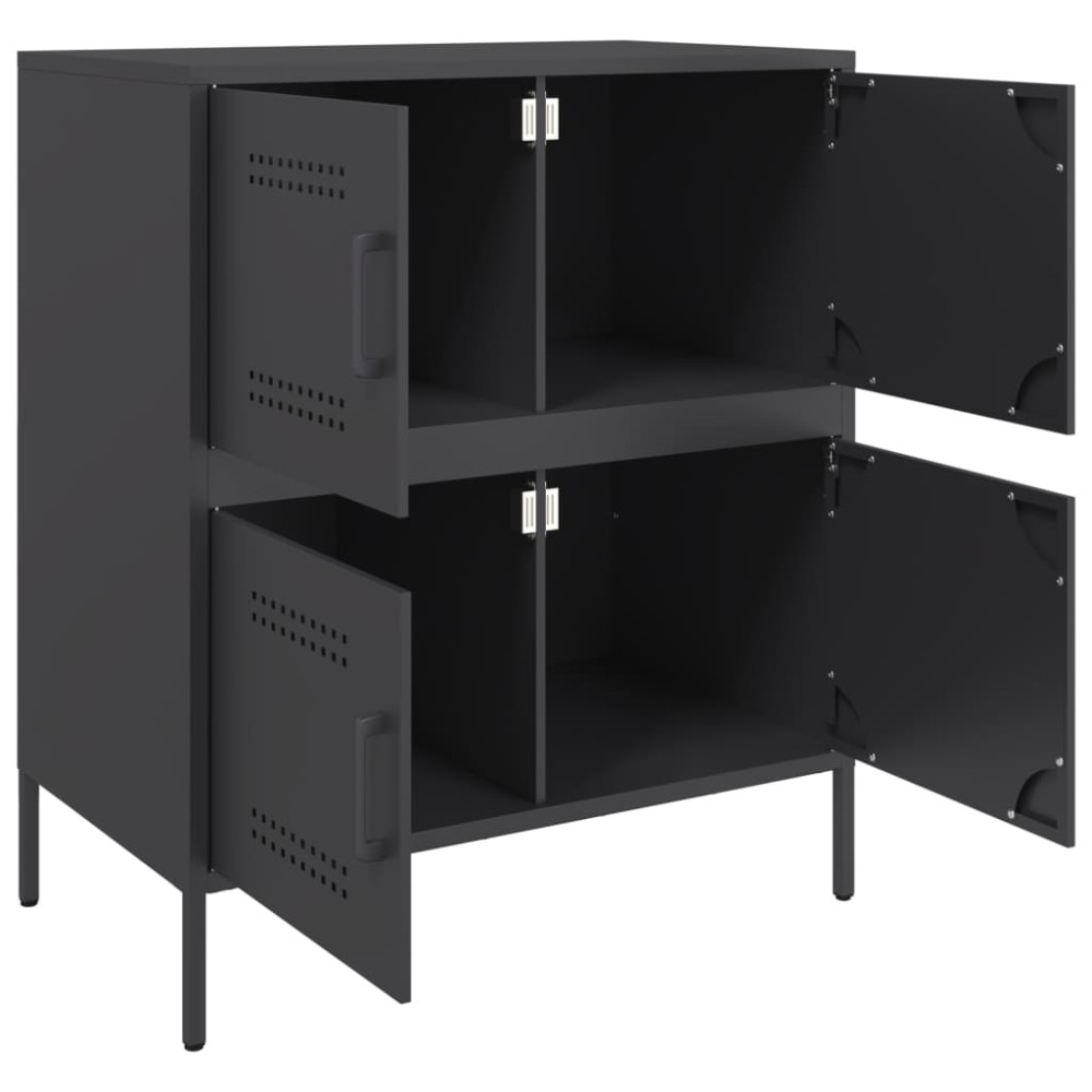 Produktbild för Skänk svart 68x39x79 cm stål