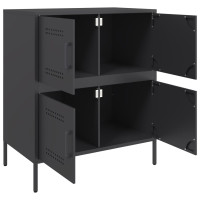 Produktbild för Skänk svart 68x39x79 cm stål