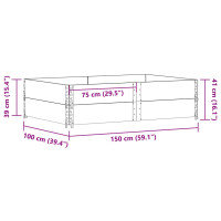 Produktbild för Odlingslåda grå 150x100 cm massivt furuträ